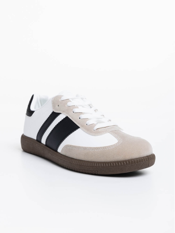 Мъжки спортни обувки бели с  черно от екологична кожа Silvius, 2 - Kalapod.bg