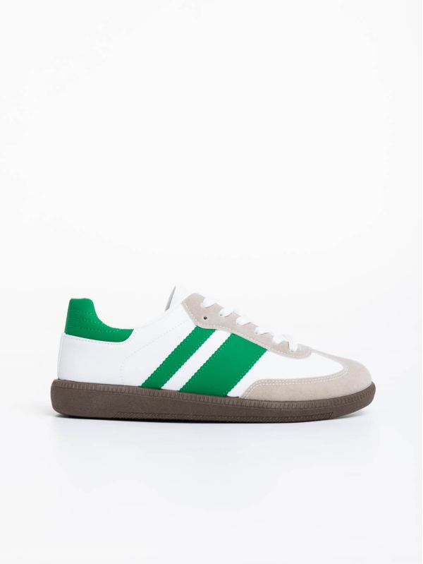 Мъжки спортни обувки бели с зелено от екологична кожа Silvius, 3 - Kalapod.bg