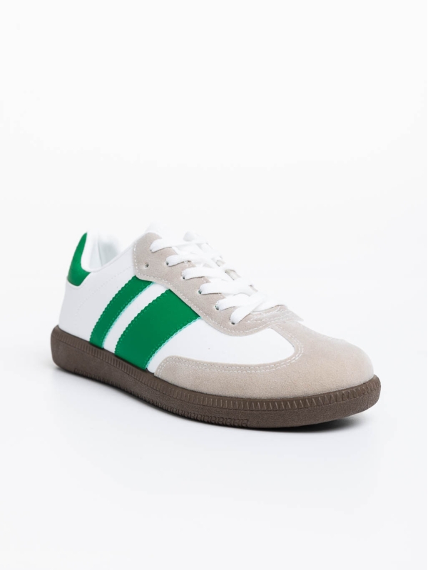 Мъжки спортни обувки бели с зелено от екологична кожа Silvius, 2 - Kalapod.bg
