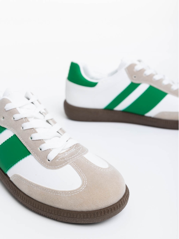 Мъжки спортни обувки бели с зелено от екологична кожа Silvius, 4 - Kalapod.bg