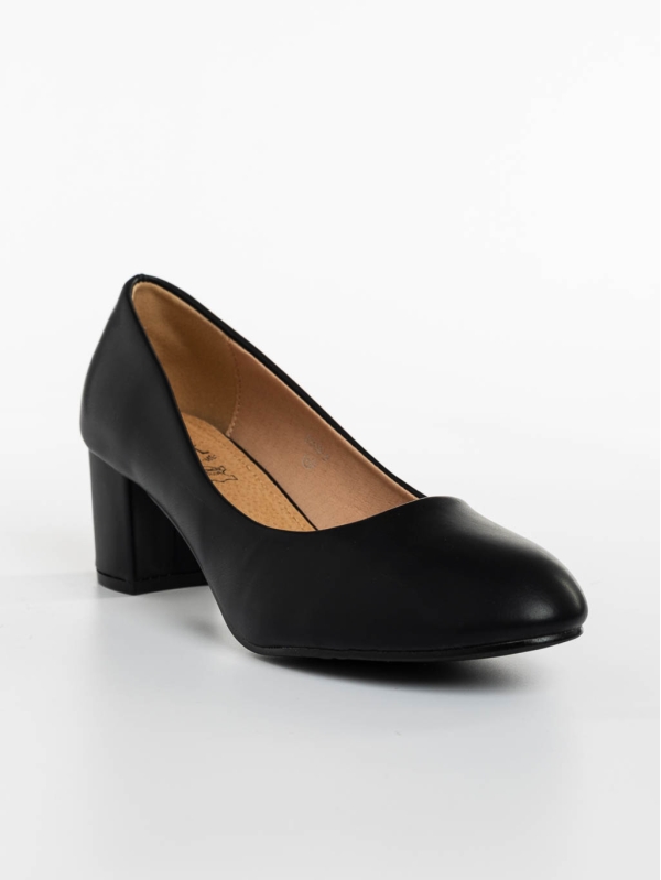 Дамски обувки с ток черни от екологична кожа Gianara, 3 - Kalapod.bg