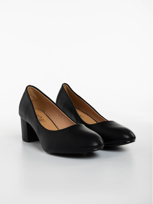Дамски обувки с ток черни от екологична кожа Gianara - Kalapod.bg