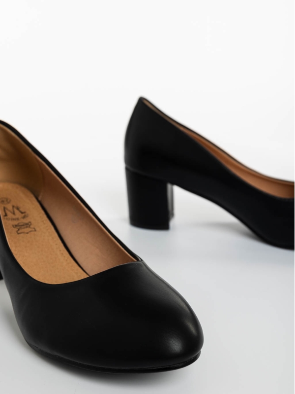 Дамски обувки с ток черни от екологична кожа Gianara, 4 - Kalapod.bg