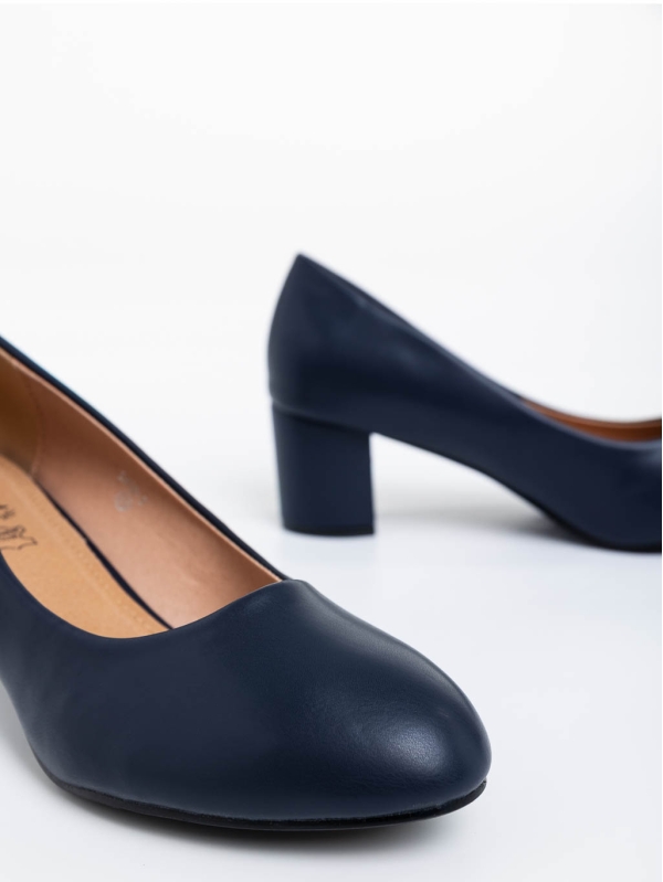 Дамски обувки с ток сини от екологична кожа Gianara, 4 - Kalapod.bg