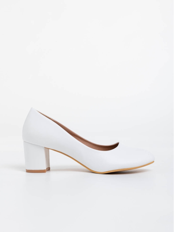 Дамски обувки с ток бели от екологична кожа Gianara, 3 - Kalapod.bg
