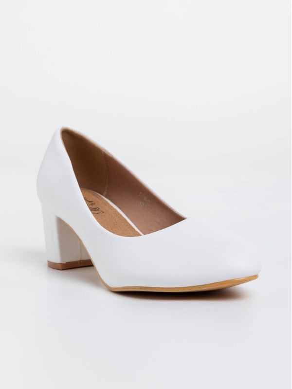 Дамски обувки с ток бели от екологична кожа Gianara - Kalapod.bg