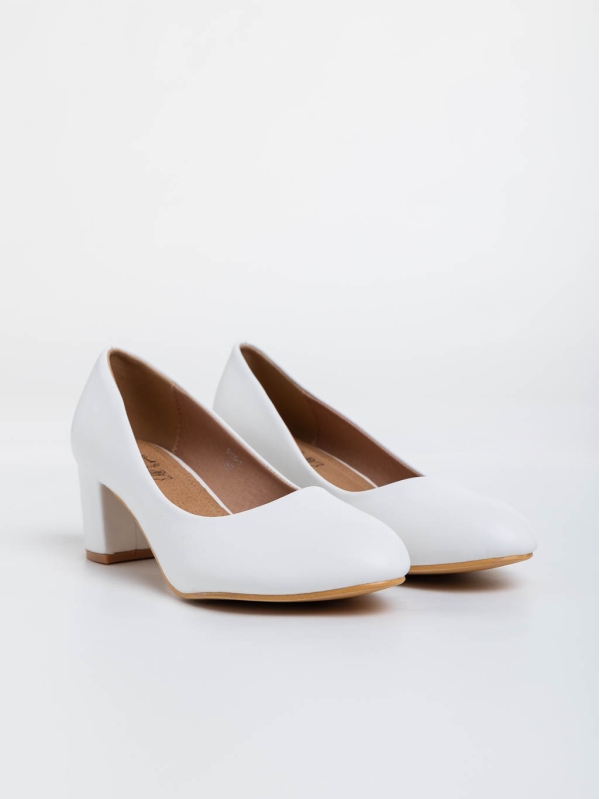 Дамски обувки с ток бели от екологична кожа Gianara, 2 - Kalapod.bg