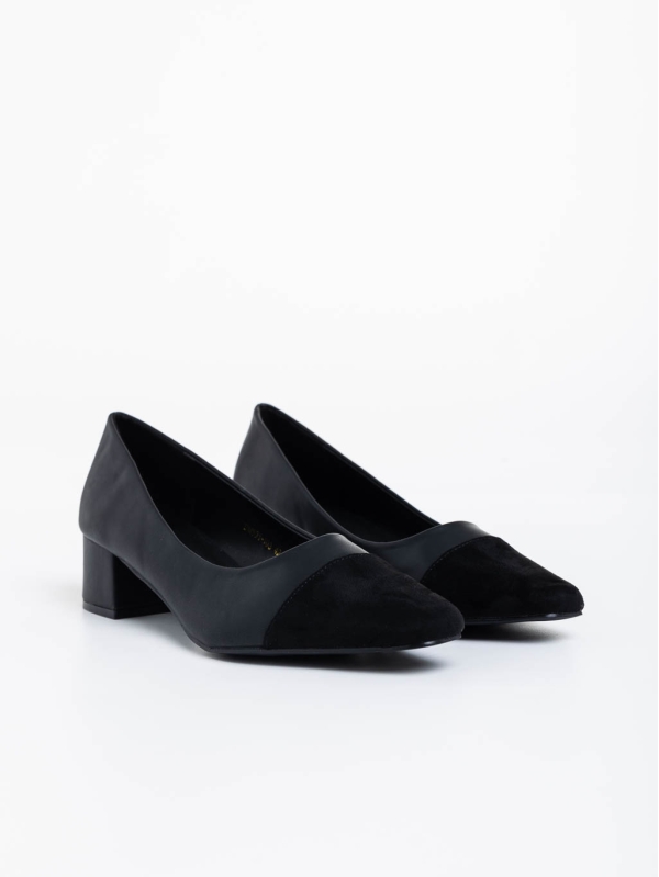 Дамски обувки с ток черни от екологична кожа Cettina, 2 - Kalapod.bg