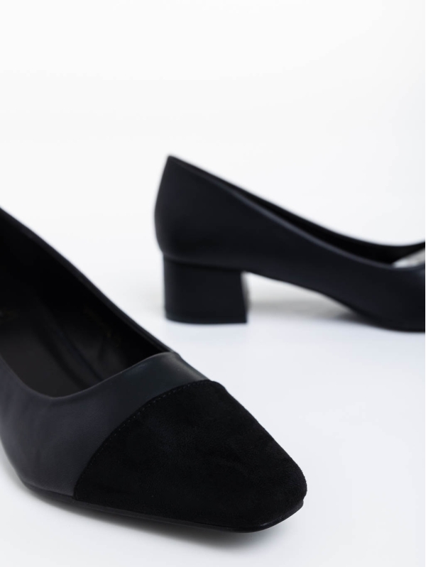 Дамски обувки с ток черни от екологична кожа Cettina, 4 - Kalapod.bg