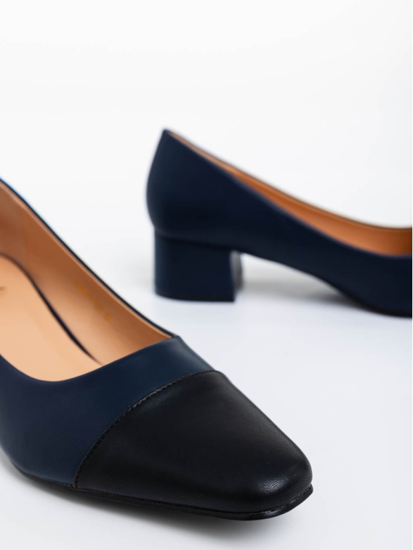 Дамски обувки с ток тъмно сини от екологична кожа Cettina, 4 - Kalapod.bg