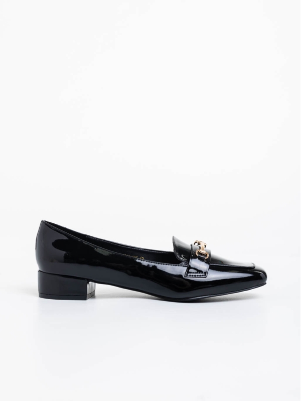 Дамски обувки с ток черни  от екологична кожа лачена Shantay, 3 - Kalapod.bg