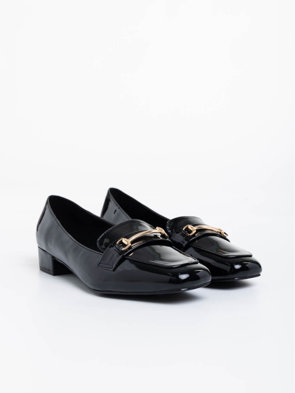 Дамски обувки с ток черни  от екологична кожа лачена Shantay - Kalapod.bg