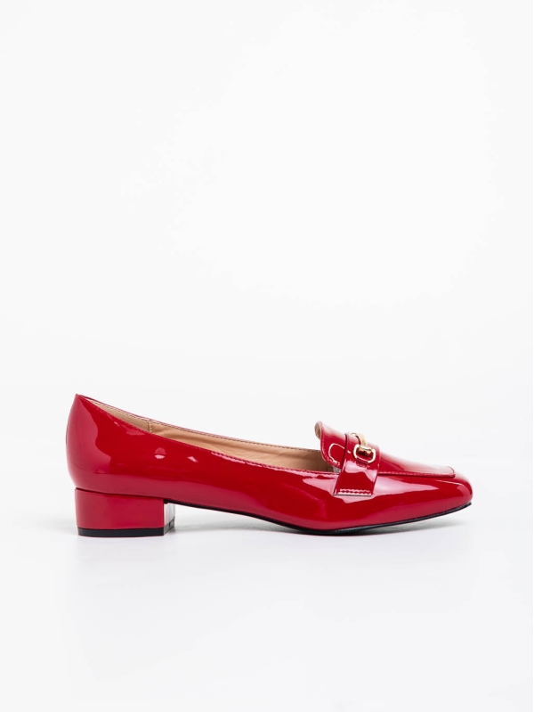 Дамски обувки с ток  червени от екологична кожа лачена Shantay, 3 - Kalapod.bg