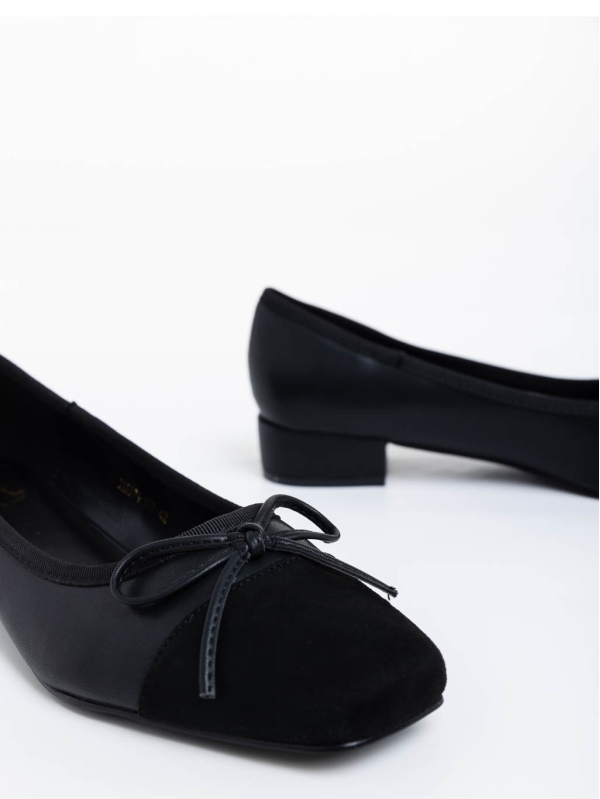 Дамски обувки с ток черни от екологична кожа Shyann, 4 - Kalapod.bg