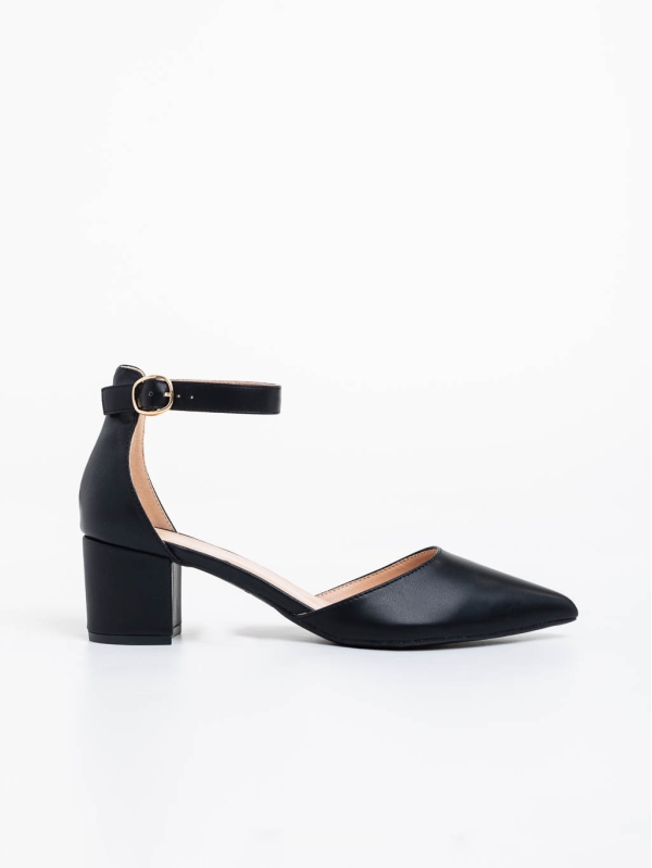 Дамски обувки с ток черни от екологична кожа Armelle, 3 - Kalapod.bg