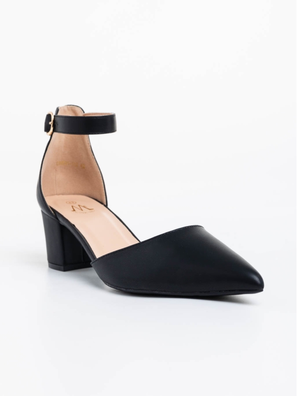 Дамски обувки с ток черни от екологична кожа Armelle, 2 - Kalapod.bg