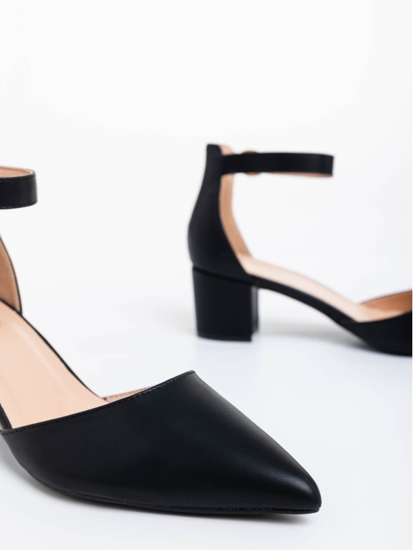 Дамски обувки с ток черни от екологична кожа Armelle, 4 - Kalapod.bg