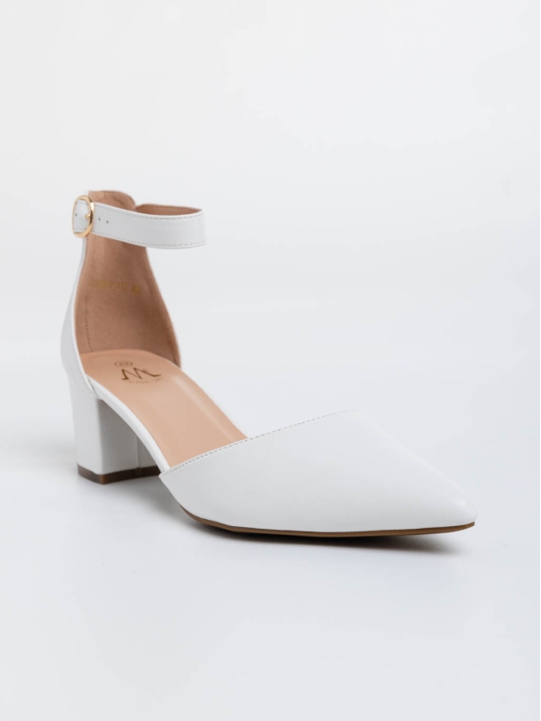 Дамски обувки с ток бели от екологична кожа Armelle, 2 - Kalapod.bg