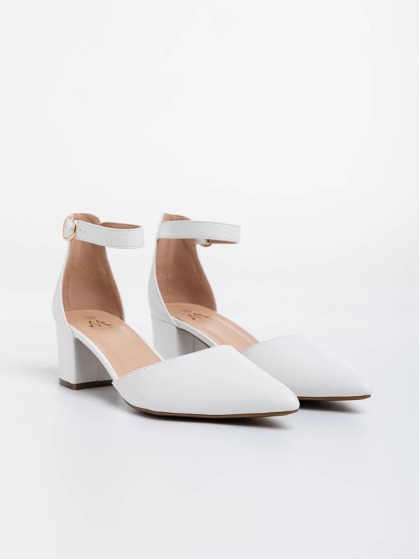 Дамски обувки с ток бели от екологична кожа Armelle - Kalapod.bg