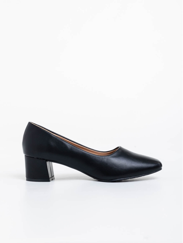Дамски обувки с ток черни от екологична кожа Neroli, 3 - Kalapod.bg