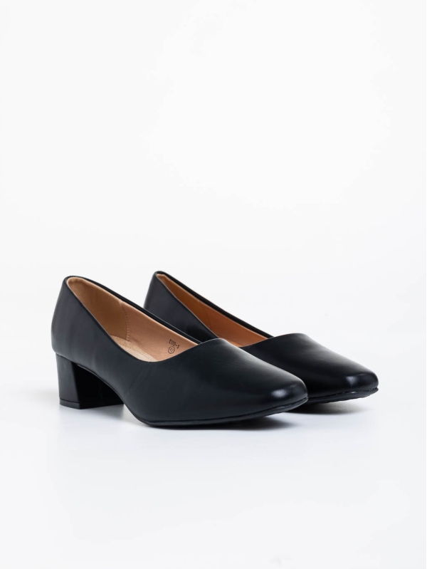 Дамски обувки с ток черни от екологична кожа Neroli, 2 - Kalapod.bg