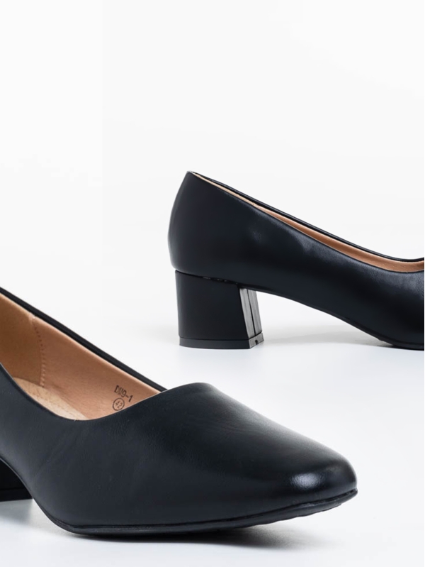Дамски обувки с ток черни от екологична кожа Neroli, 4 - Kalapod.bg