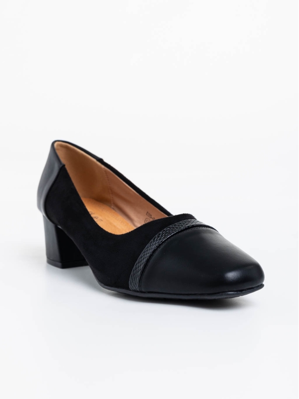 Дамски обувки с ток черни от екологична кожа Cherilyn, 2 - Kalapod.bg