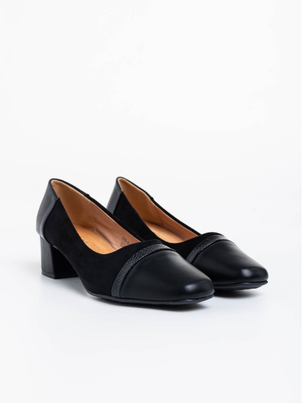 Дамски обувки с ток черни от екологична кожа Cherilyn - Kalapod.bg