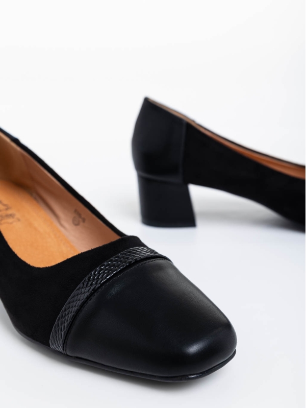 Дамски обувки с ток черни от екологична кожа Cherilyn, 4 - Kalapod.bg