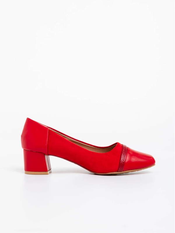 Дамски обувки с ток червени  от екологична кожа Cherilyn, 3 - Kalapod.bg