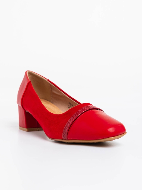 Дамски обувки с ток червени  от екологична кожа Cherilyn, 2 - Kalapod.bg