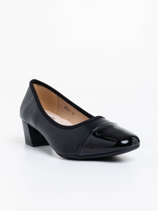 Дамски спортни обувки с ток черни от екологична кожа Reine, 2 - Kalapod.bg