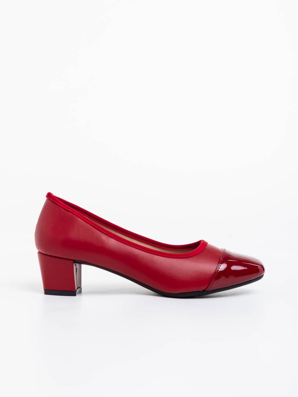 Дамски спортни обувки с ток червени от екологична кожа Reine, 3 - Kalapod.bg