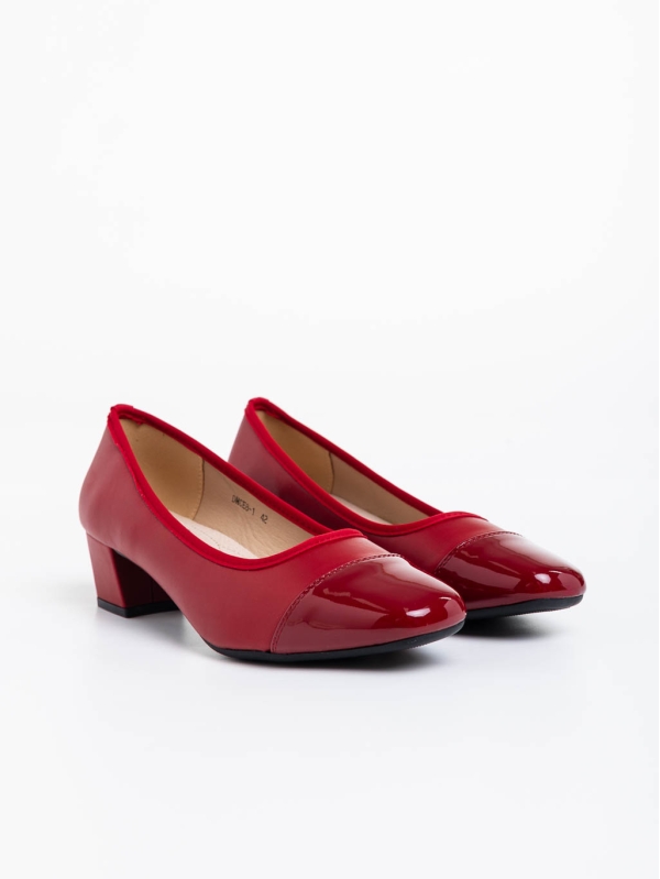 Дамски спортни обувки с ток червени от екологична кожа Reine, 2 - Kalapod.bg