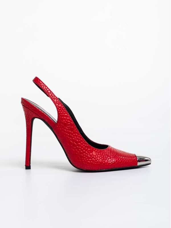 Дамски обувки  с ток червени от екологична кожа лачена Sheyla, 5 - Kalapod.bg