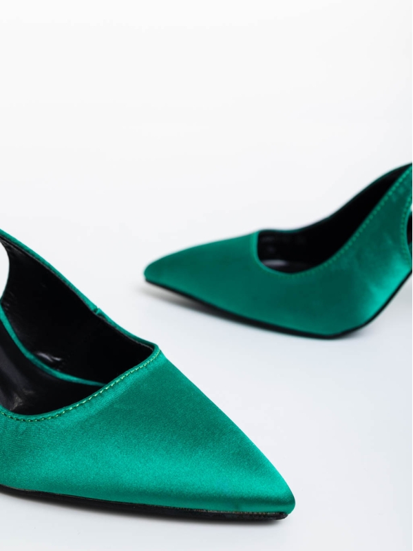 Дамски обувки с ток зелениот текстилен материал Idonea, 6 - Kalapod.bg