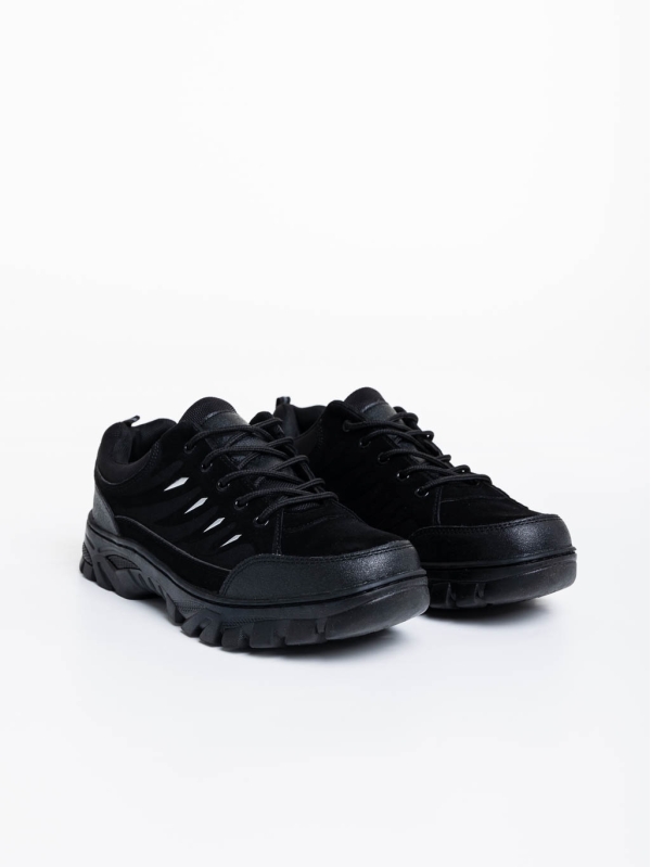 Mъжки спортни обувки черни  от текстил и екологична кожа Colten, 2 - Kalapod.bg