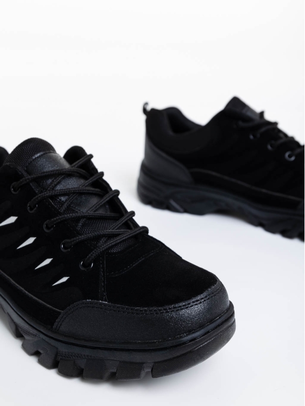 Mъжки спортни обувки черни  от текстил и екологична кожа Colten, 4 - Kalapod.bg