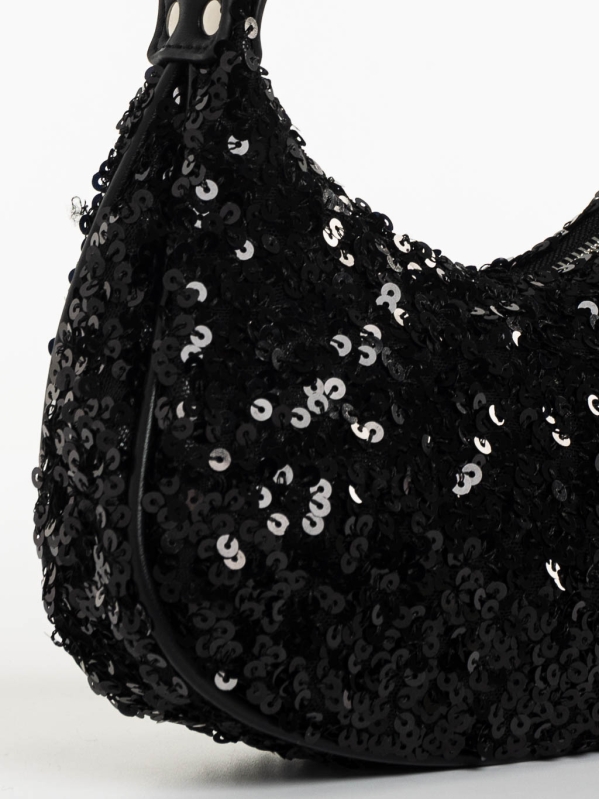 Дамска чанта черна от текстилен материал Ayah, 4 - Kalapod.bg
