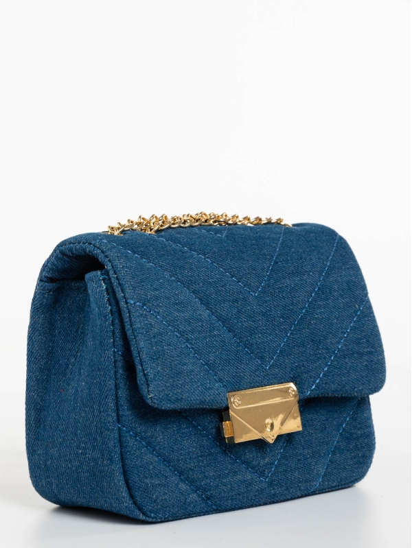 Дамска чанта тъмно синя от текстилен материал Bansari, 3 - Kalapod.bg