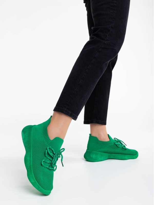 Дамски спортни обувки зелени от текстилен материал Ramila - Kalapod.bg