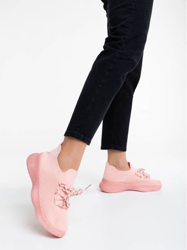Дамски спортни обувки розови от текстилен материал Ramila, 3 - Kalapod.bg
