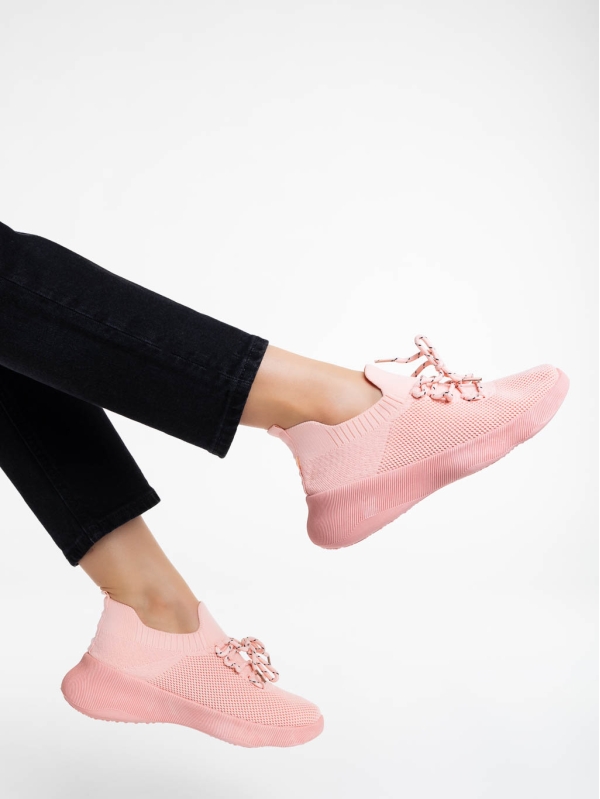 Дамски спортни обувки розови от текстилен материал Ramila, 4 - Kalapod.bg