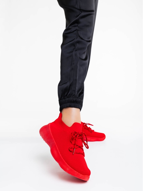 Дамски спортни обувки червени от текстилнен материал Ramila, 3 - Kalapod.bg