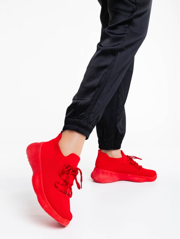 Дамски спортни обувки червени от текстилнен материал Ramila, 4 - Kalapod.bg