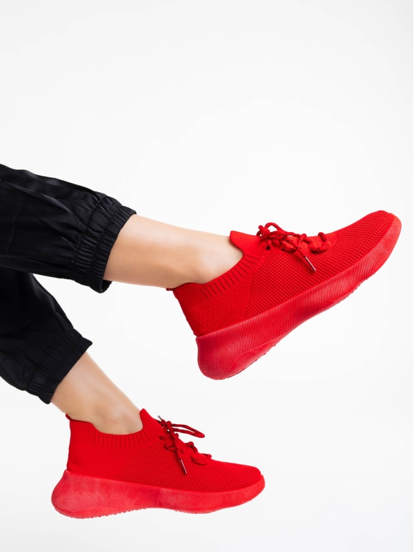 Дамски спортни обувки червени от текстилнен материал Ramila, 5 - Kalapod.bg