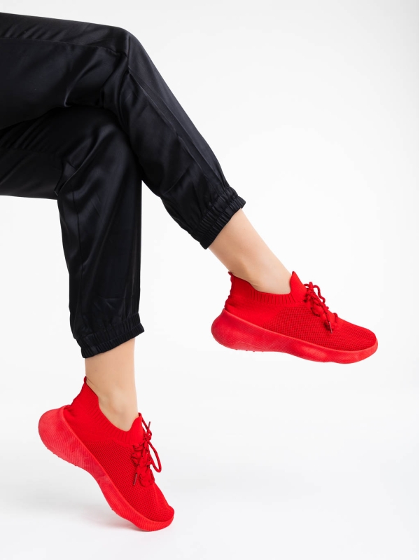 Дамски спортни обувки червени от текстилнен материал Ramila, 2 - Kalapod.bg