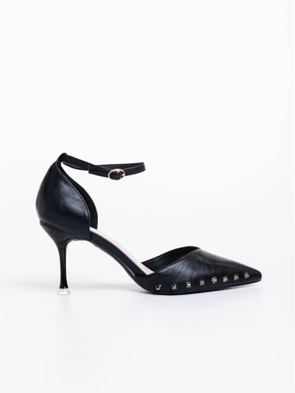 Дамски обувки с ток черни от екологична кожа Shanza, 5 - Kalapod.bg