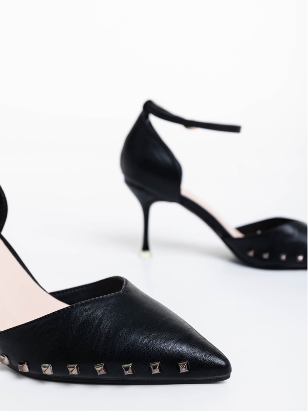 Дамски обувки с ток черни от екологична кожа Shanza, 6 - Kalapod.bg