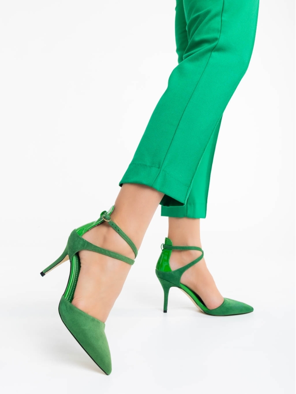 Дамски обувки зелени от текстилен материал Siriadne, 3 - Kalapod.bg